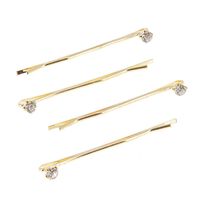 Barrettes dorées 1 strass X 4,  Barrettes dorées 1 strass X 4