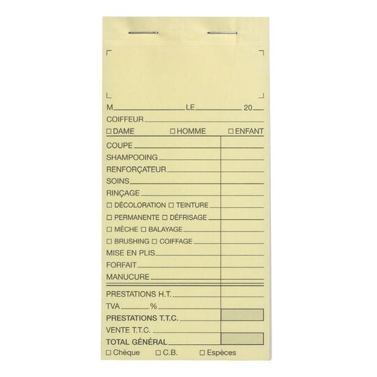 Carnet de caisse sans num&eacute;ro