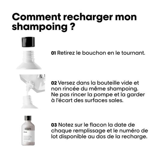 Shampooing déjaunissant Silver recharge 500ml,  Shampooing déjaunissant Silver recharge 500ml