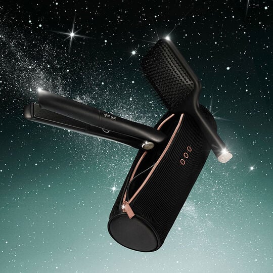 Coffret d'Exception styler Gold avec brosse plate avec pochette ronde