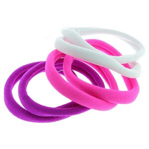 Lot de 6 élastiques XXL en mousse blanc violet et rose,  Lot de 6 élastiques XXL en mousse blanc violet et rose