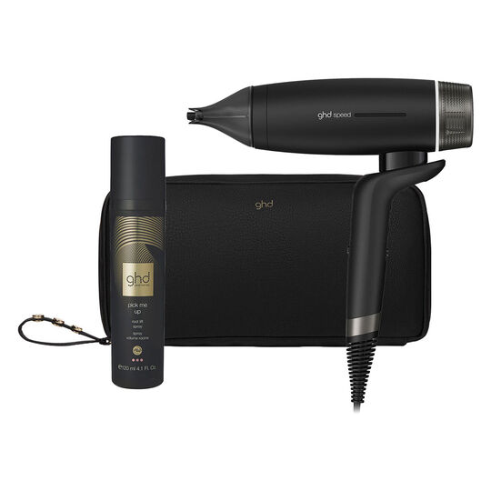 S&egrave;che cheveux Speed avec trousse et spray volume