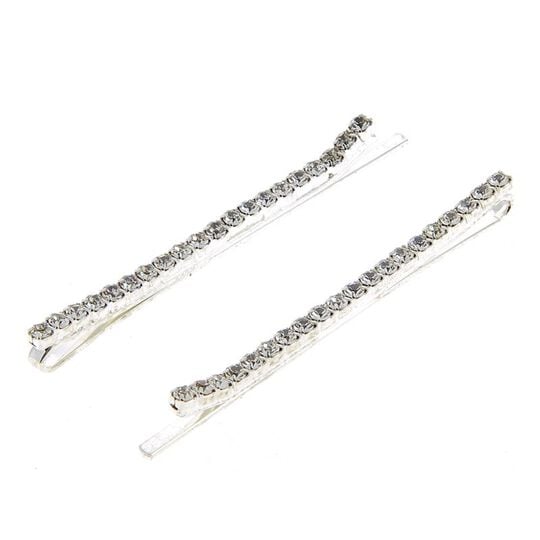 Barrettes argentées à strass 1 rangée