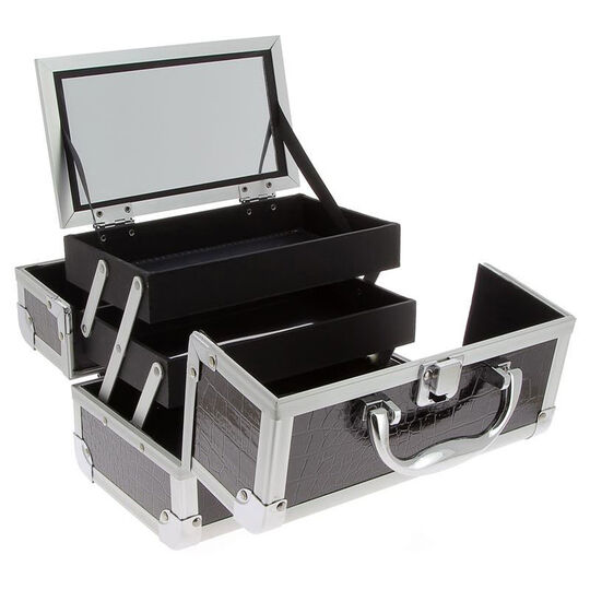 Mini Valise &agrave; main Croco Noir