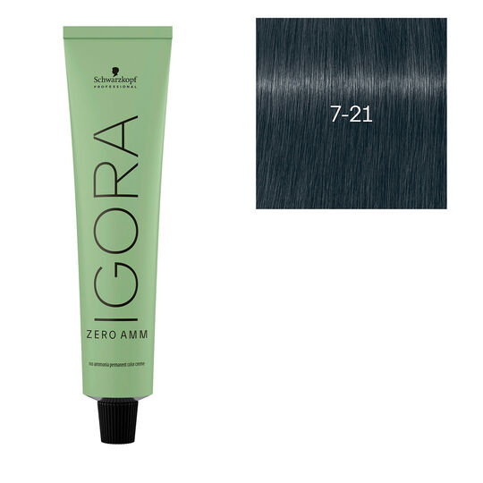 Coloration Igora Zero Amm 7-21 blond iris&eacute; cendr&eacute;