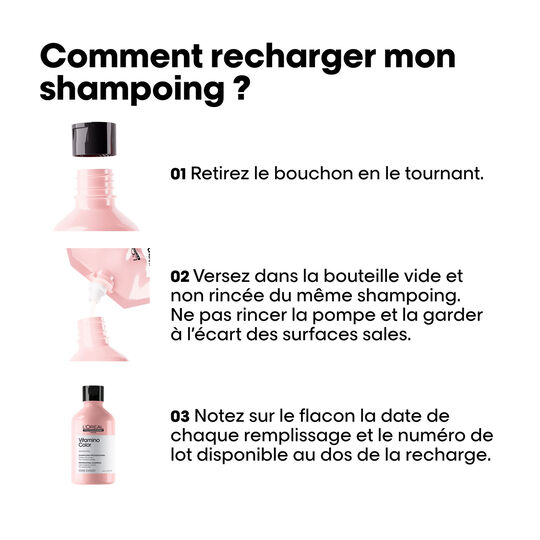 Shampooing cheveux color&eacute;s Vitamino Color recharge 500ml