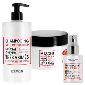 Rituel trio reconstructeur à la kératine shampooing masque et sérum,  Rituel trio reconstructeur à la kératine shampooing masque et sérum