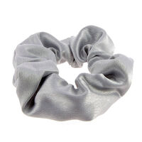 Chouchou en coton satin&eacute; gris m&eacute;tallis&eacute;