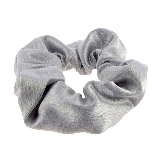 Chouchou en coton satin&eacute; gris m&eacute;tallis&eacute;