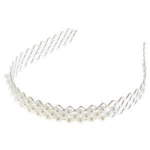 Serre-t&ecirc;te m&eacute;tallique &agrave; perles argent&eacute;