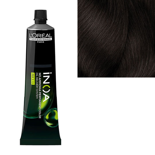 Coloration sans ammoniaque Inoa 4.15 châtain cendré acajou