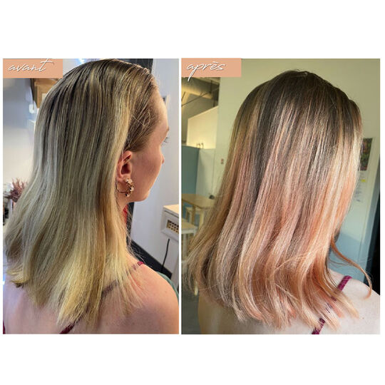 Soin repigmentant cheveux naturels ou colorés pêche rosé