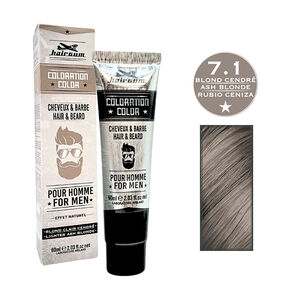 Coloration pour homme cheveux & barbe 7.1 blond clair cendré,  Coloration pour homme cheveux & barbe 7.1 blond clair cendré