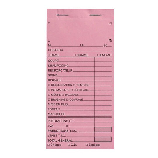 Carnet de caisse avec num&eacute;ro