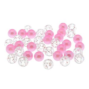 Perles cheveux roses et transparentes à paillettes roses,  Perles cheveux roses et transparentes à paillettes roses
