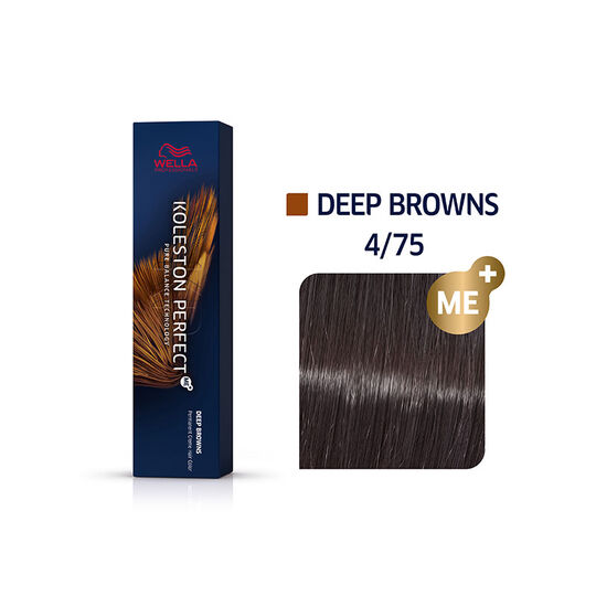 Coloration permanente Koleston Perfect Me+ 4/75 châtain marron acajou