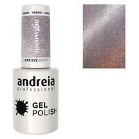 Vernis semi permanent Cat Eye Effect argent&eacute; avec reflets roses