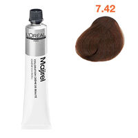 Coloration permanente Majirel 7.42 blond cuivr&eacute; iris&eacute;