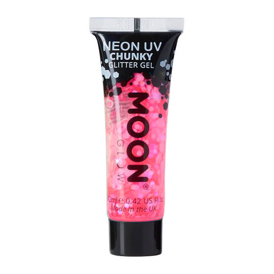 Gel n&eacute;on &agrave; grosses paillettes Moon Glow rose vif