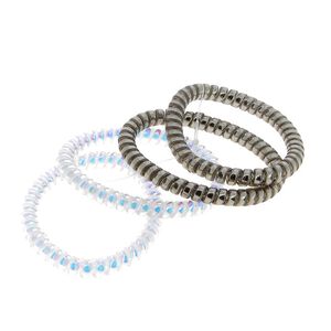 Elastiques scoubidou fins gris et opalescent,  Elastiques scoubidou fins gris et opalescent