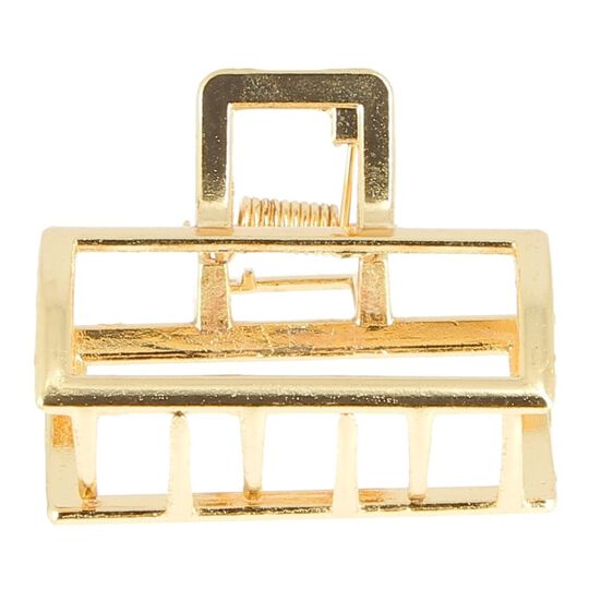 Petite pince croco métallique rectangle dorée,  Petite pince croco métallique rectangle dorée