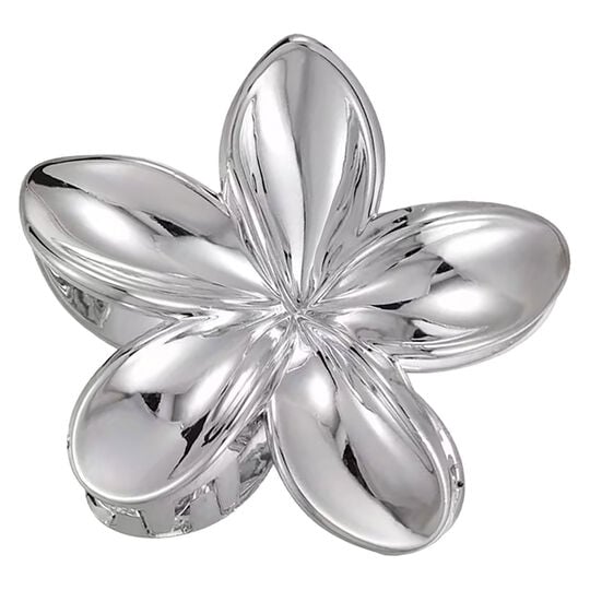 Pince croco fleur de tiar&eacute; argent