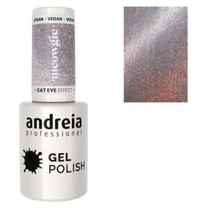 Gel Polish Cat Eye Effect argent&eacute; avec reflets roses