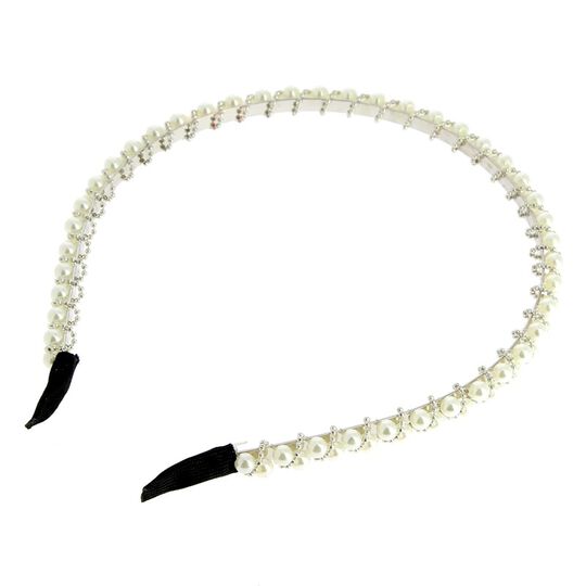 Serre-t&ecirc;te fin &agrave; strass argent&eacute;