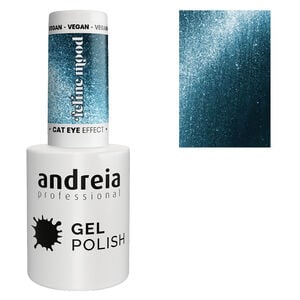 Gel Polish Cat Eye Effect bleu p&eacute;trole avec des reflets bleus