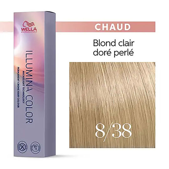 Illumina color 8/38 blond clair dor&eacute; perl&eacute;
