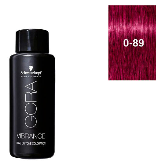 Coloration demi-permanente Igora Vibrance 0-89 booster rouge violet