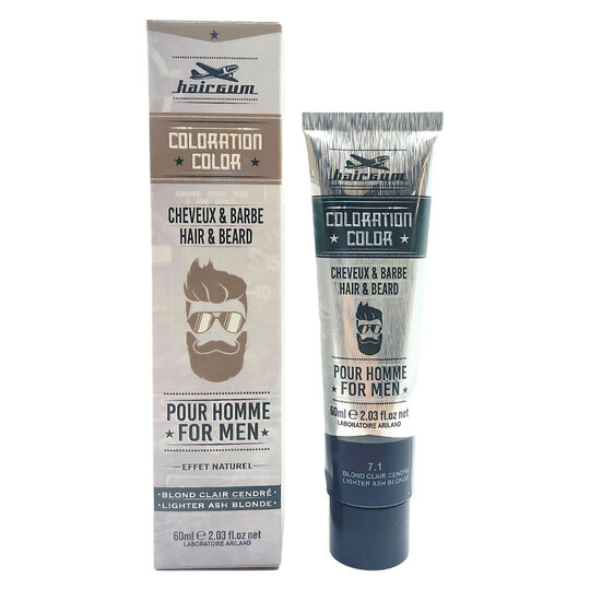 Coloration pour homme cheveux & barbe 7.1 blond clair cendré