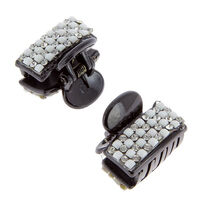 Mini pince croco strass X 2 Strass blancs et perles