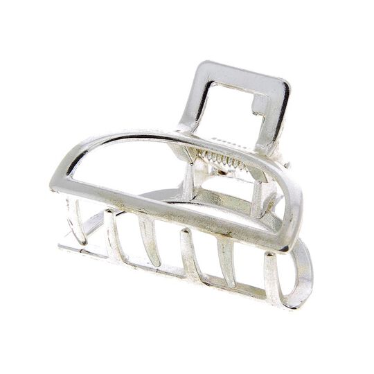 Petite pince croco métallique demi lune argentée