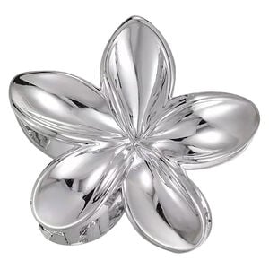 Pince croco fleur de tiar&eacute; argent