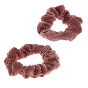 Duo chouchous velours côtelé rose