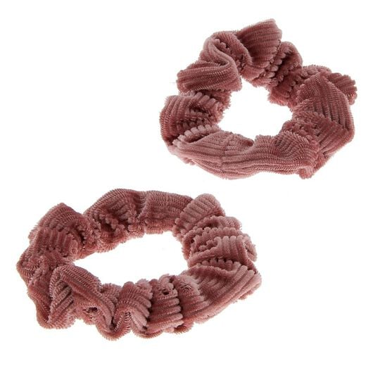 Duo chouchous velours c&ocirc;tel&eacute; rose