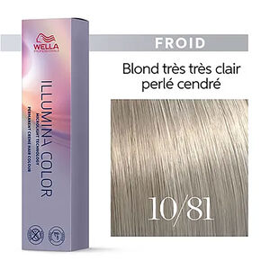 Illumina color 10/81 blond tr&egrave;s tr&egrave;s clair perl&eacute; cendr&eacute;