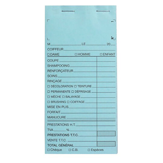 Carnet de caisse avec numéro