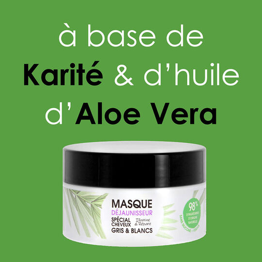 Masque déjaunisseur cheveux gris & blancs Gamme Nature,  Masque déjaunisseur cheveux gris & blancs Gamme Nature