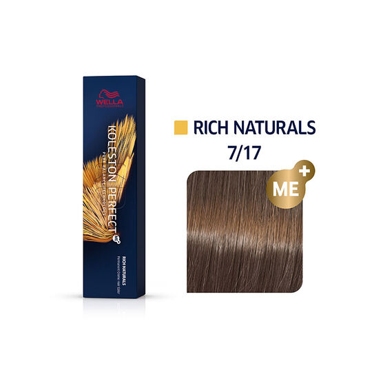 Coloration permanente Koleston Perfect Me+ 7/17 blond cendr&eacute; marron