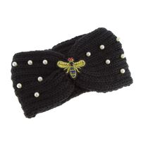 Bandeau de laine avec abeille noir