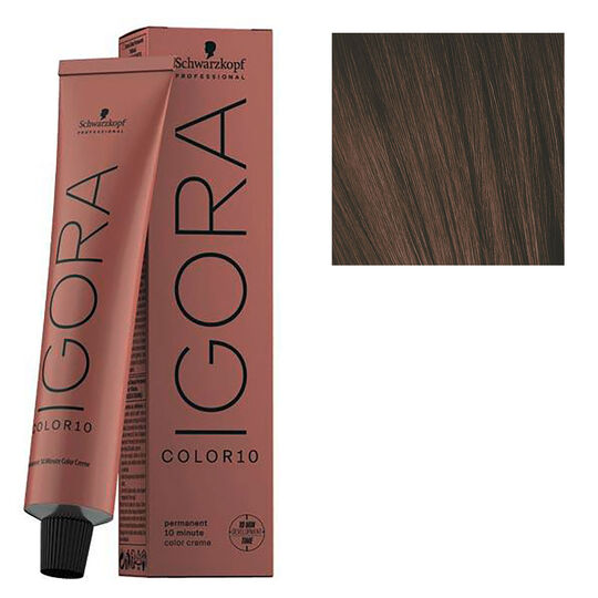 Coloration 10 minutes Igora Color10 5-68 ch&acirc;tain clair chocolat rouge