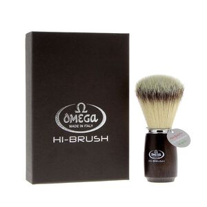 Blaireau de rasage synth&eacute;tique "Hi Brush" manche bois noir