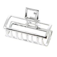 Petite pince croco m&eacute;tallique rectangle argent&eacute;e