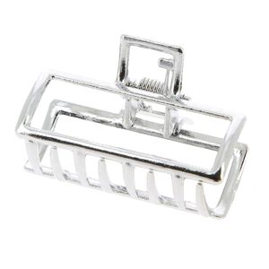 Petite pince croco m&eacute;tallique rectangle argent&eacute;e