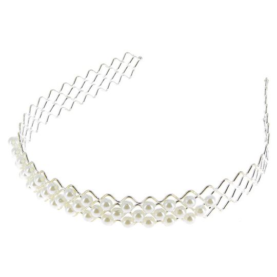 Serre-t&ecirc;te m&eacute;tallique &agrave; perles argent&eacute;