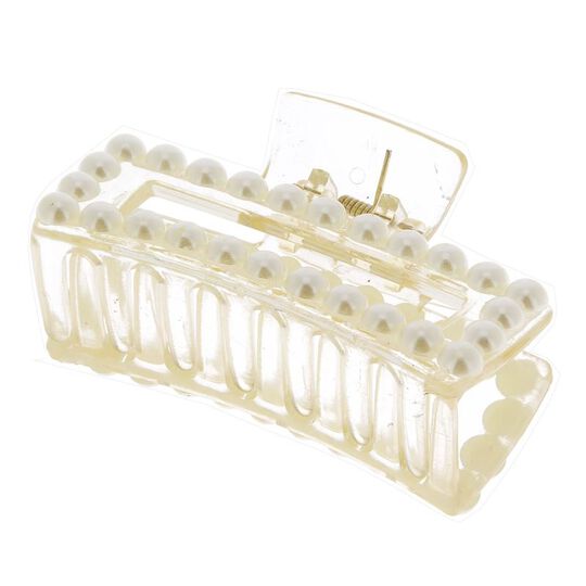 Pince croco rectangle &agrave; perles transparent