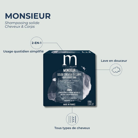 Shampooing solide cheveux et corps Monsieur