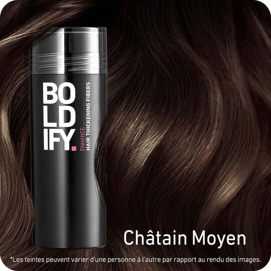 Fibres densifiantes pour cheveux ch&acirc;tain